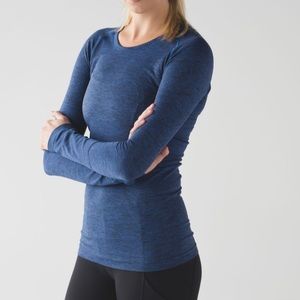 Lululemon Swiftly Tech Long Sleeve Crew Black/Sapphire Blue